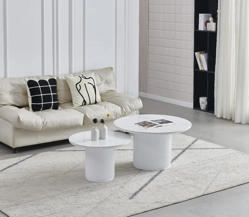 Table basse - Céramique marbre blanc - Gigogne - Baieta