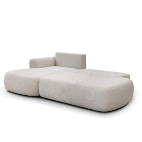 Canapé d’angle - Convertible – Tissu laine bouclée – 286×175cm – Lola