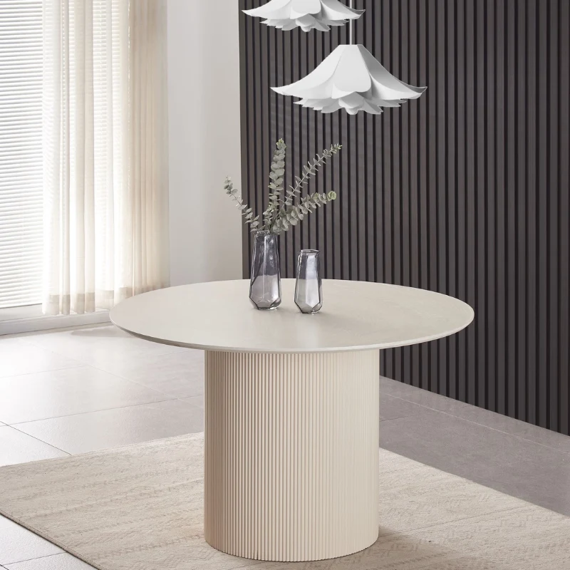 Table à manger - Effet Travertin - Ronde - Baieta