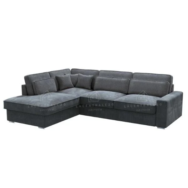 Canapé d’angle – Tissu côtelé gris anthracite – Bristol