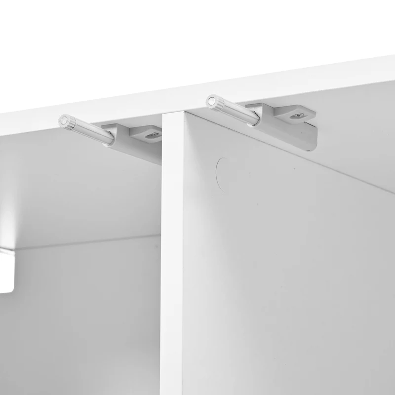 Meuble TV blanc, 4 portes, design arche cannelé moderne PILLOWWORK
