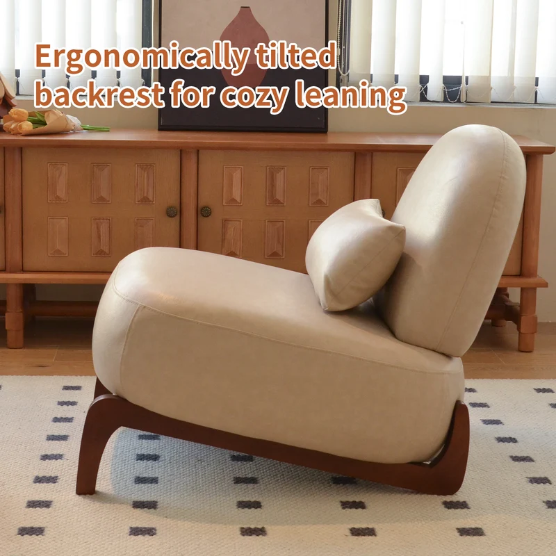 Fauteuil style rétro en velours, pieds en bois PANELRATTAN