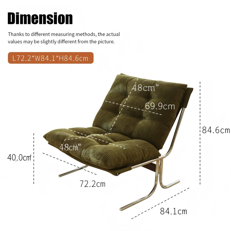 Fauteuil accent capitonné vert en velours côtelé, pieds métal PANELPLUS