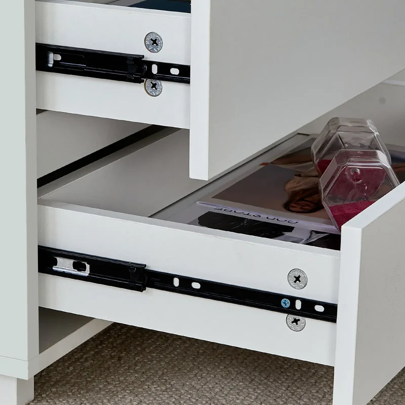 Table basse lumineuse Éléonore — LED intégré, plateau extensible, 4 tiroirs