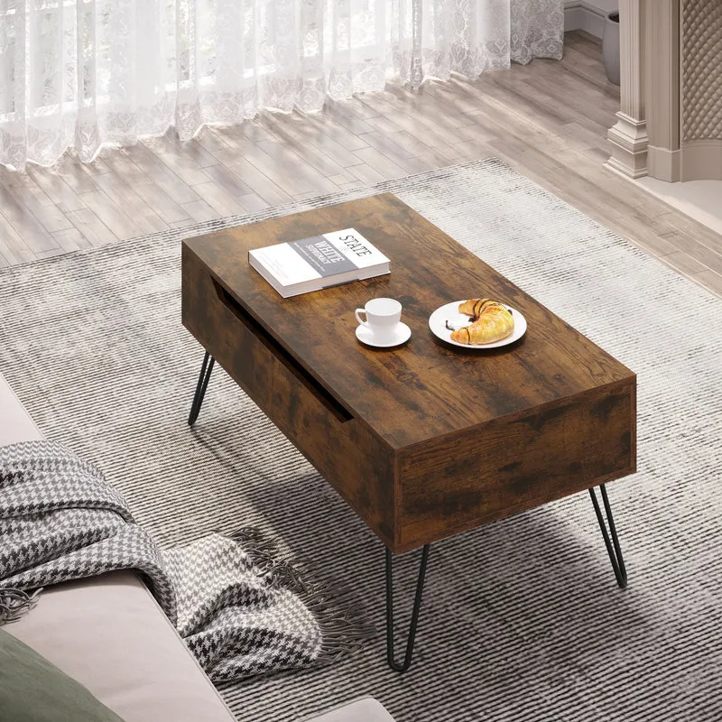 Table basse extensible Raphaël — hauteur ajustable, bois rustique