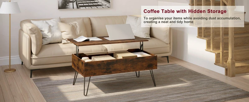 Table basse extensible Raphaël — hauteur ajustable, bois rustique
