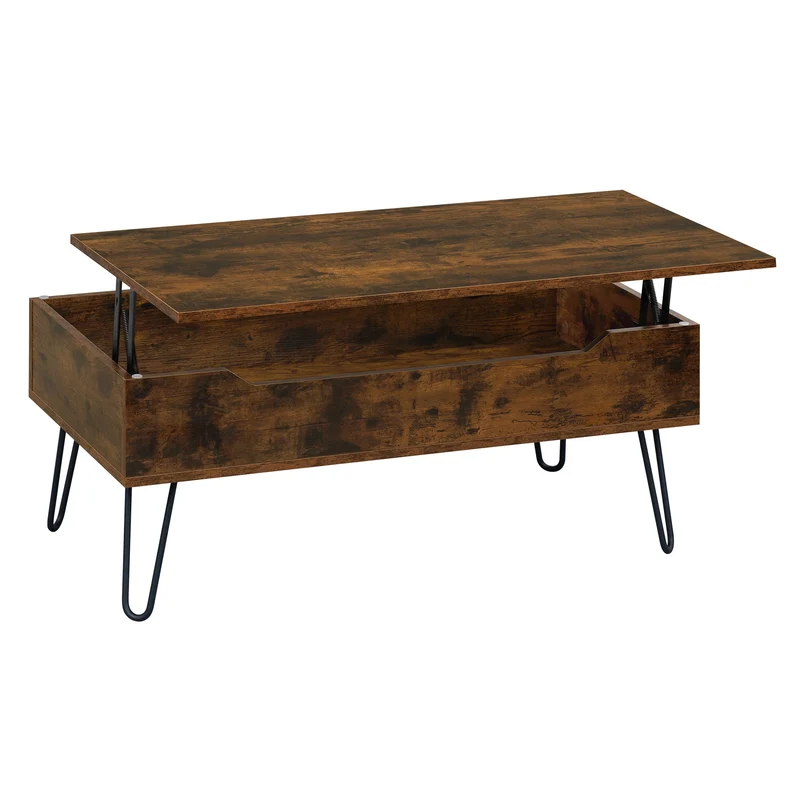 Table basse extensible Raphaël — hauteur ajustable, bois rustique