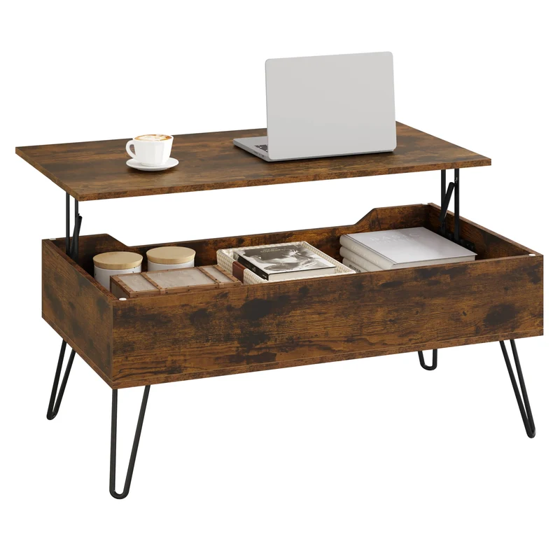 Table basse extensible Raphaël — hauteur ajustable, bois rustique