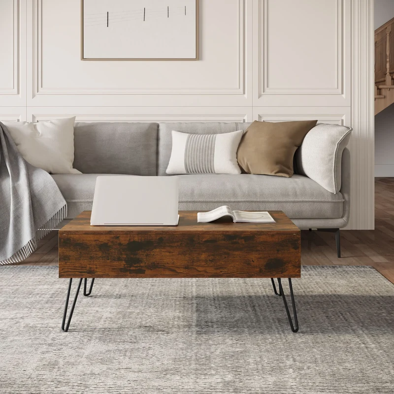 Table basse extensible Raphaël — hauteur ajustable, bois rustique