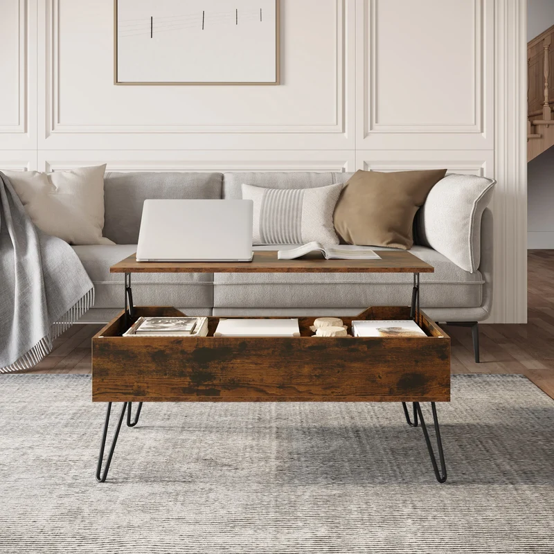 Table basse extensible Raphaël — hauteur ajustable, bois rustique