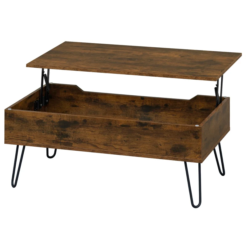 Table basse extensible Raphaël — hauteur ajustable, bois rustique