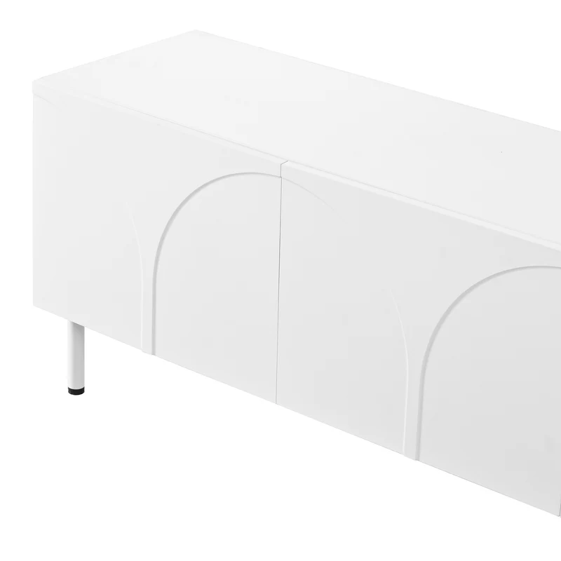 Meuble TV blanc design arche 4 portes 180×35×49cm PLANTEDGE