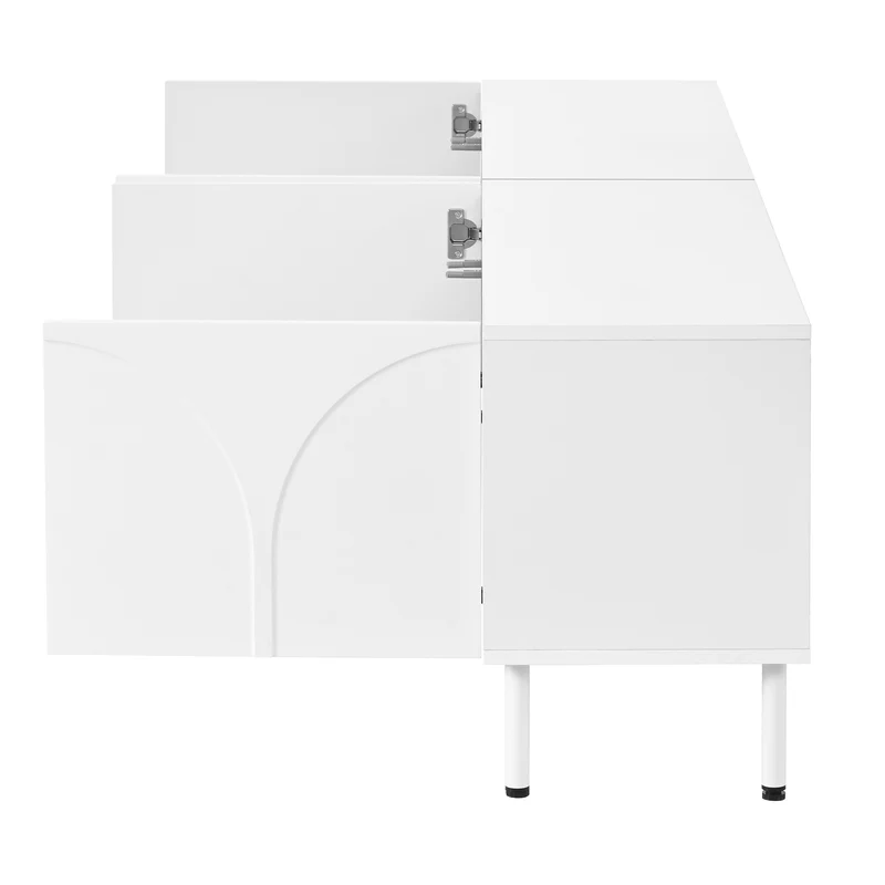 Meuble TV blanc design arche 4 portes 180×35×49cm PLANTEDGE
