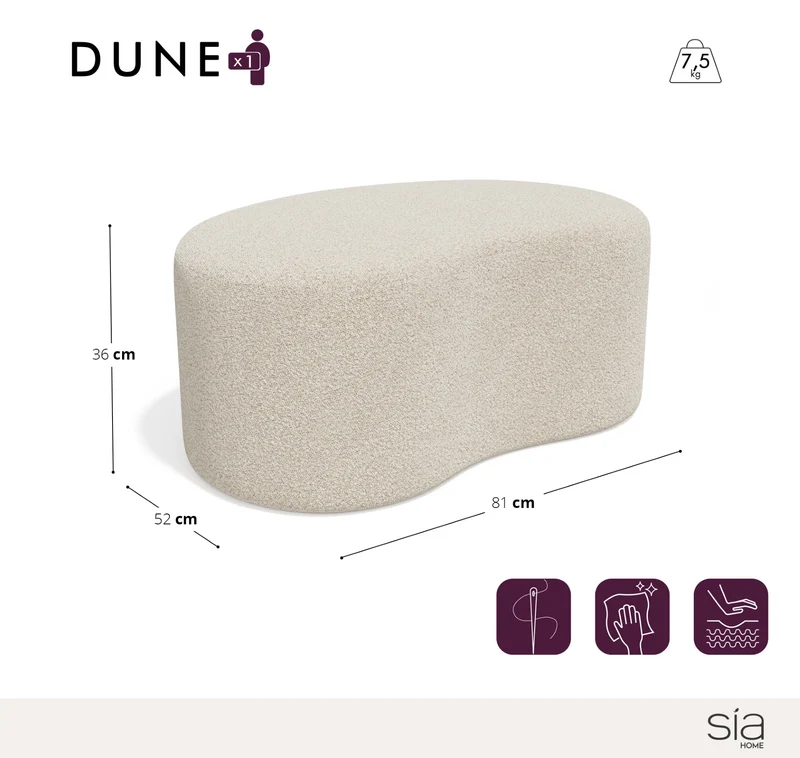 Pouf DUNE 80cm velours