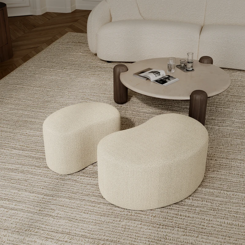 Pouf DUNE 80cm tissu bouclette