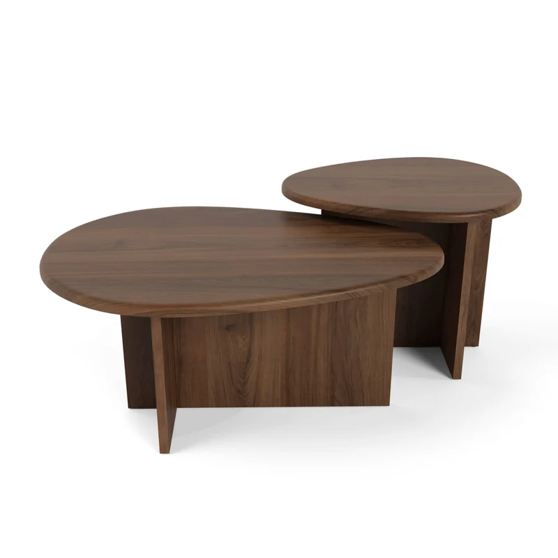 Lot de 2 tables basses gigognes CEDRA noyer