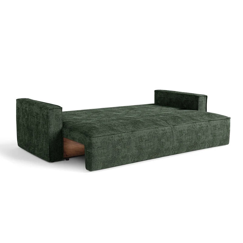 Canapé convertible 4 places avec coffre finition noyer LENO Velours tramé