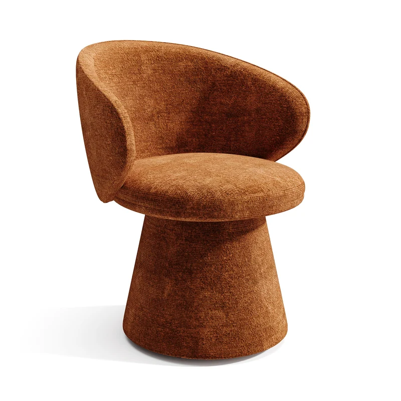 Lot de 2 fauteuils rotatif 180° FLARE velours texturé terracotta