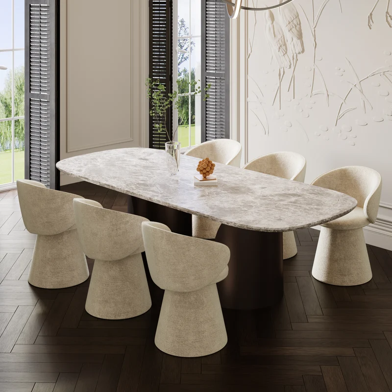 Lot de 2 fauteuils rotatif 180° FLARE velours texturé crème