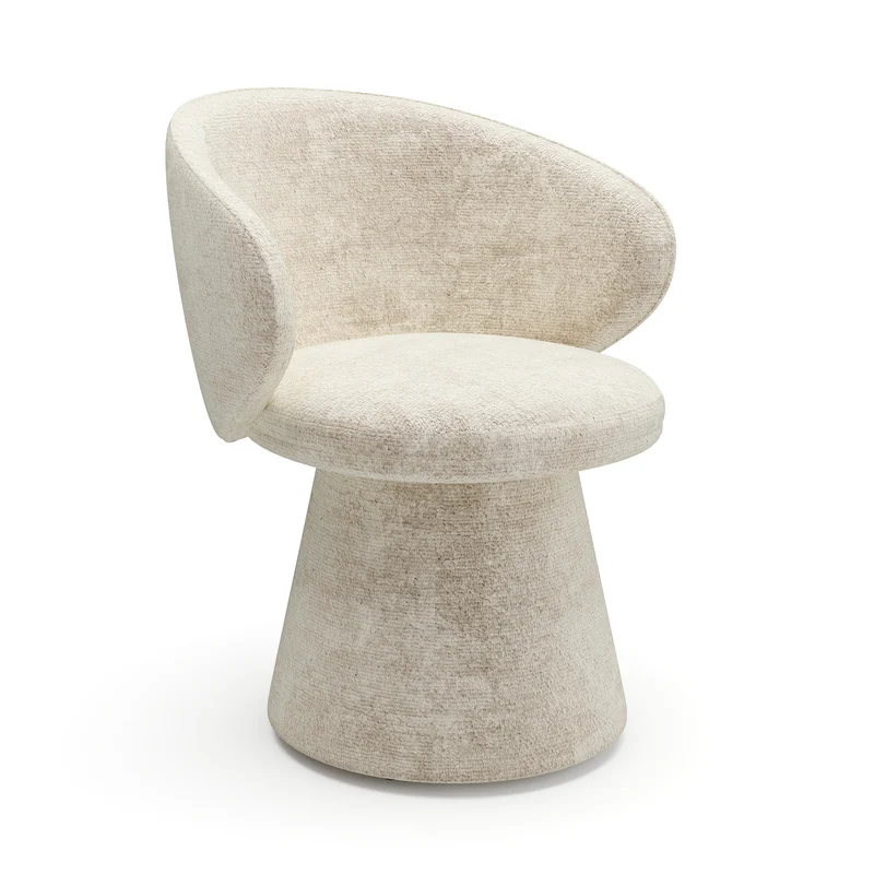Lot de 2 fauteuils rotatif 180° FLARE velours texturé crème
