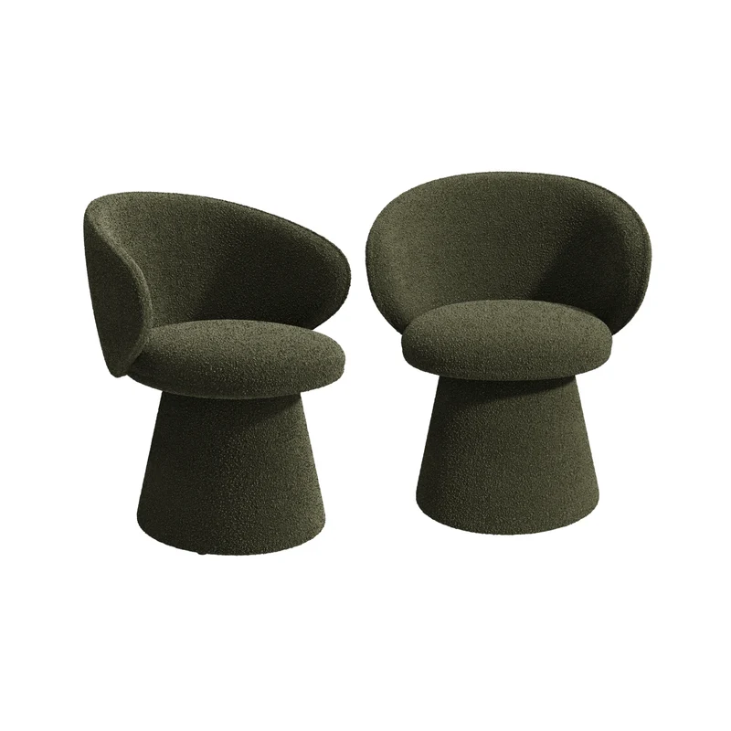 Lot de 2 fauteuils rotatif 180° FLARE bouclette kaki
