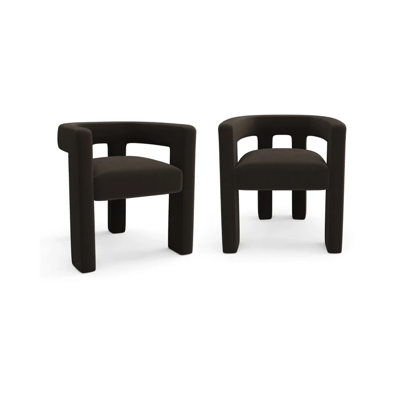 Lot de 2 fauteuils de salle à manger ALYA velours lisse noir