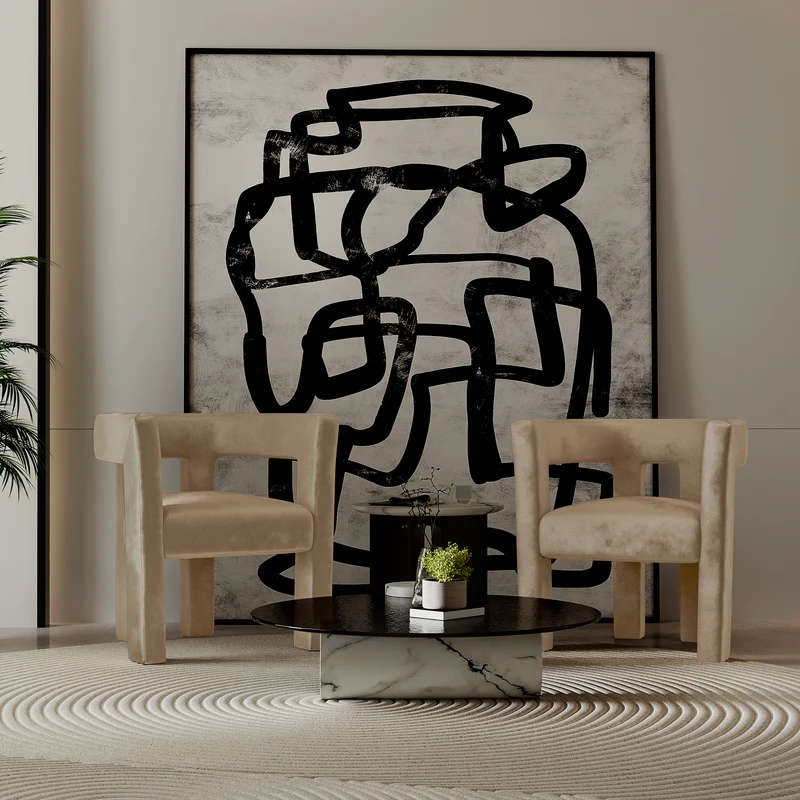 Lot de 2 fauteuils de salle à manger ALYA velours lisse beige