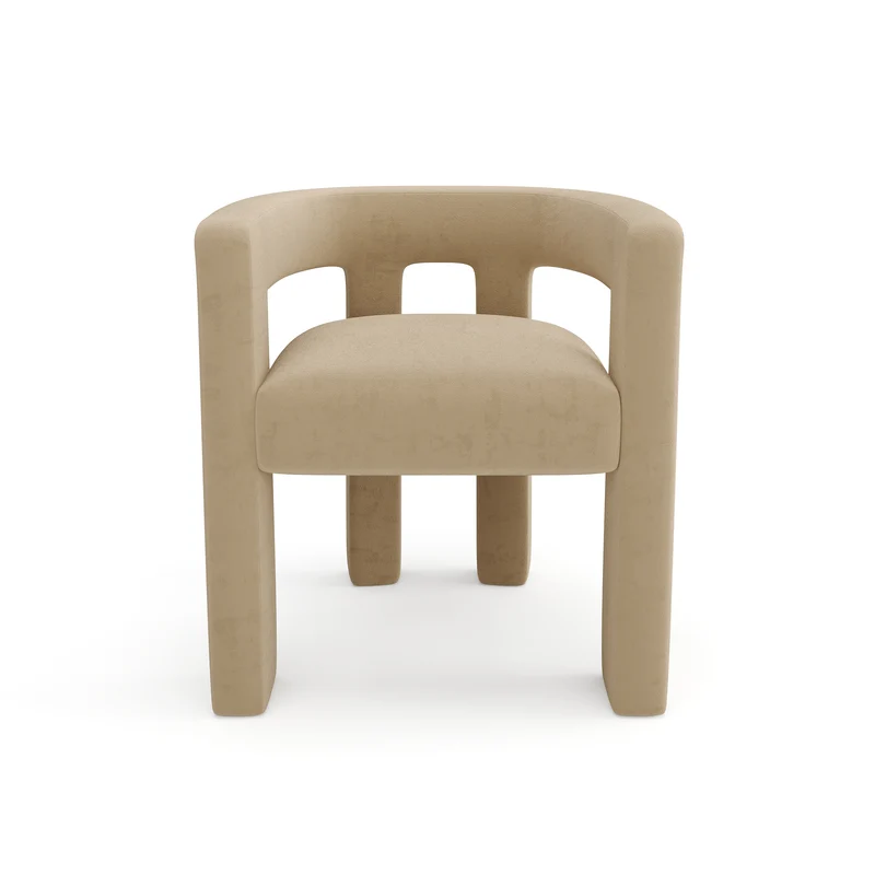 Lot de 2 fauteuils de salle à manger ALYA velours lisse beige