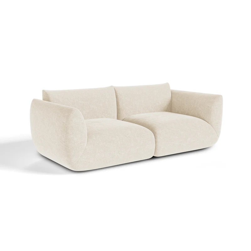 Canapé modulable 3 places NOOMA velours chenillé crème