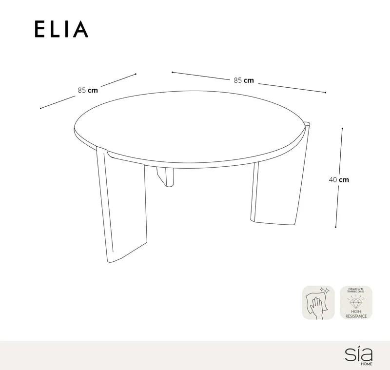 Table basse ELIA céramique aspect travertin 85cm