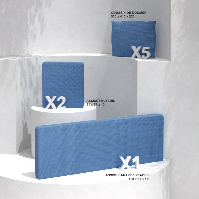 Coussins de remplacement pour salon de jardin Calvi 5 places