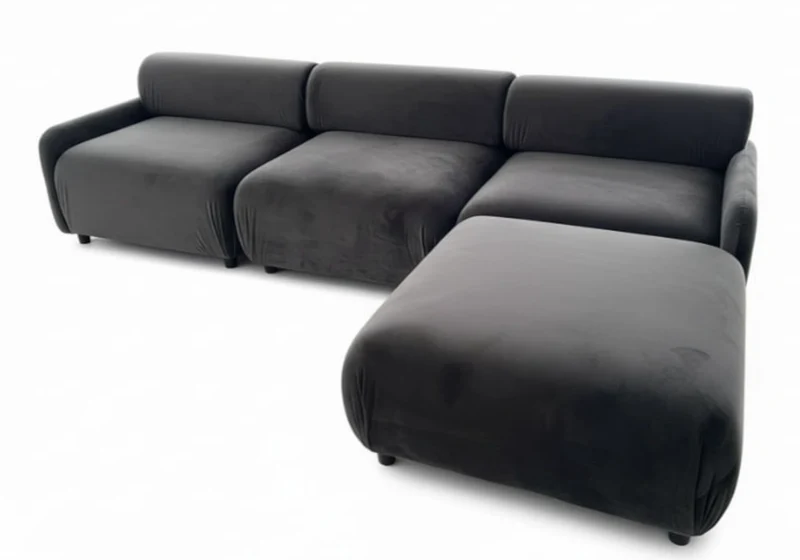 Canapé d’angle velours anthracite design - Alto