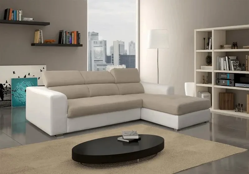 Canapé d'angle modulable convertible beige - Confo
