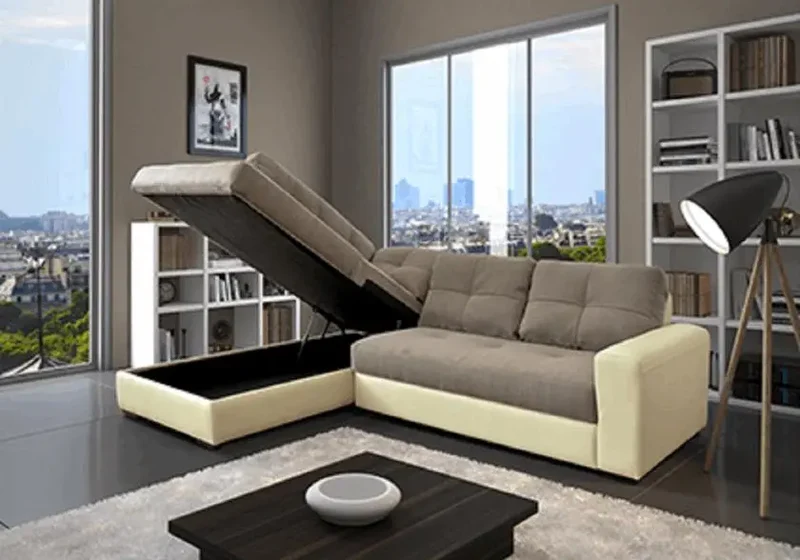 Canapé d'angle modulable convertible gris - Alex