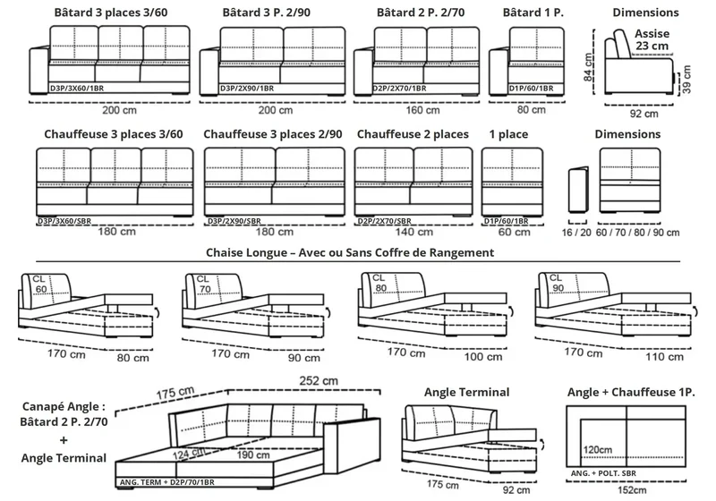 Canapé d'angle modulable convertible rouille - Alex