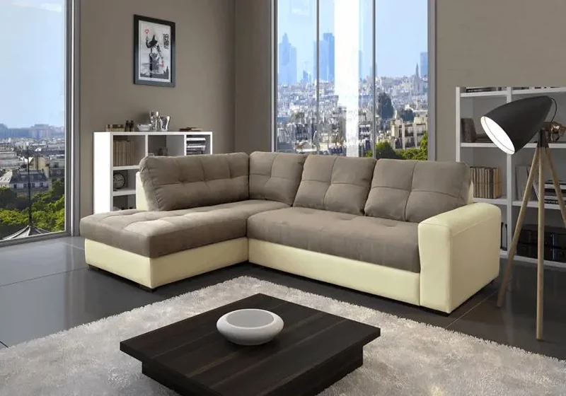 Canapé d'angle modulable convertible taupe - Alex