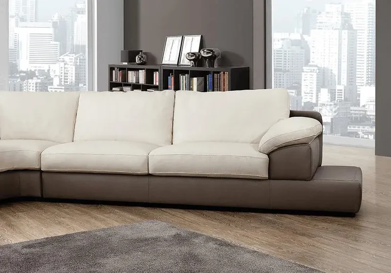 Canapé d'angle design arrondi en cuir blanc - Cléo