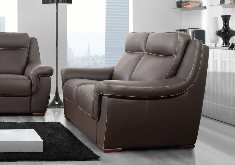 Canapé relax modulable en cuir marron foncé - Cloé
