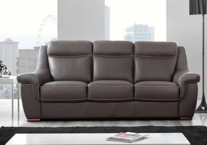 Canapé relax modulable en cuir marron foncé - Cloé