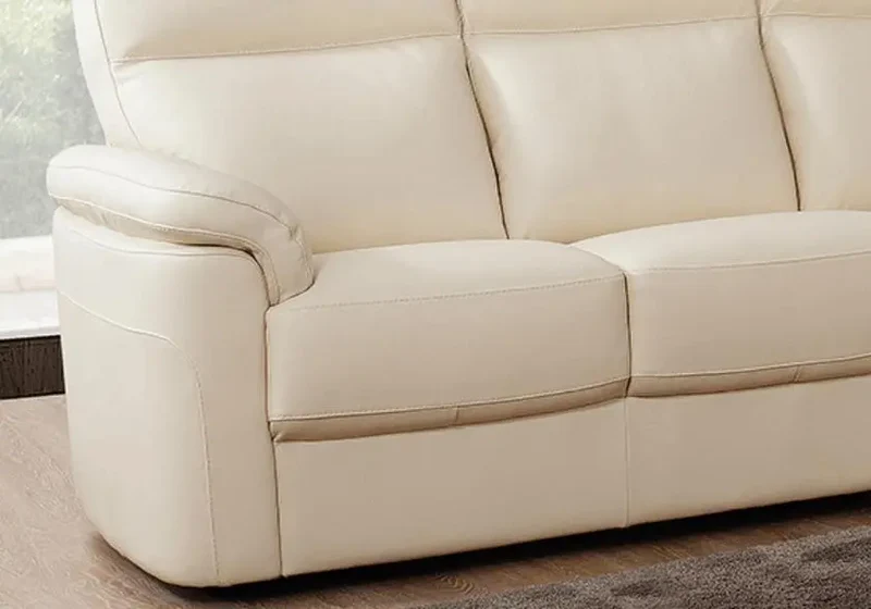 Canapé d'angle relax modulable en cuir crème - Célia