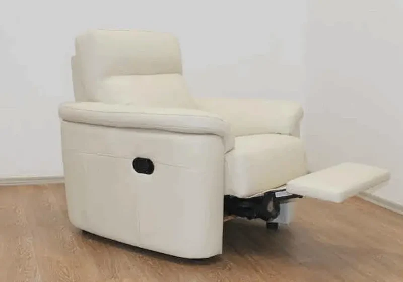 Canapé d'angle relax modulable en cuir crème - Célia