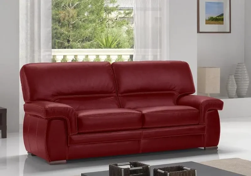 Canapé convertible droit en cuir rouge - Anis