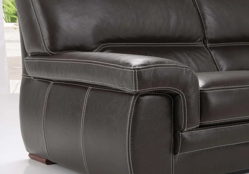 Canapé convertible droit en cuir noir intense - Anis