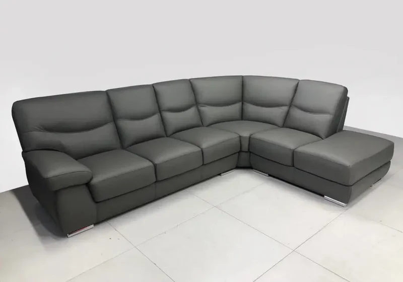 Canapé design droit ou angle en cuir noir - Angel