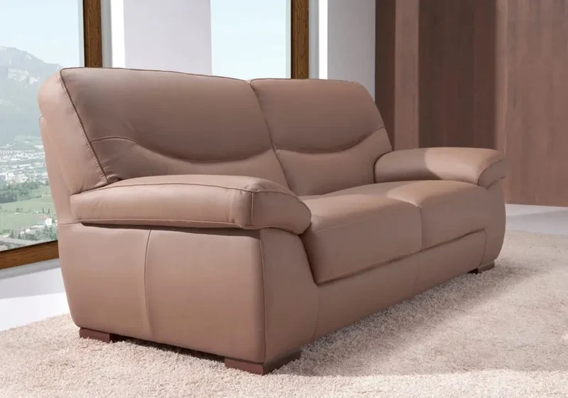 Canapé droit ou d'angle modulable en cuir choco - Angel