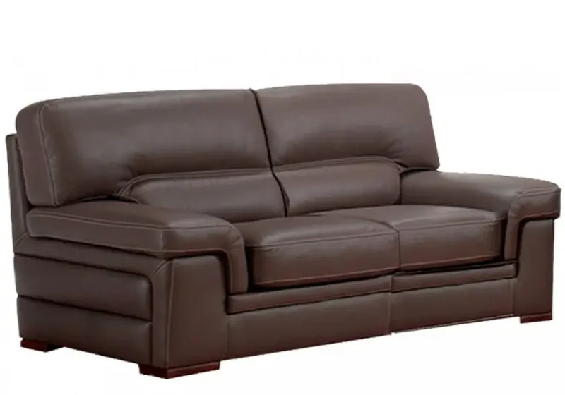 Canapé cuir design droit ou angle marron - Alma