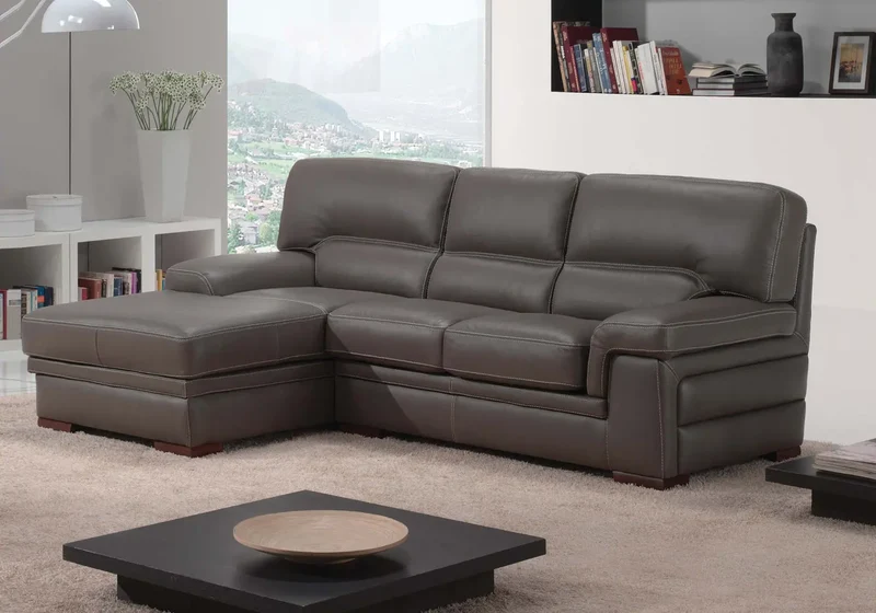 Canapé cuir design droit ou angle marron - Alma