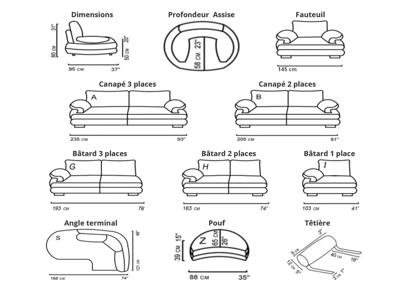 Canapé droit ou d'angle modulable en cuir crème et taupe - Tina