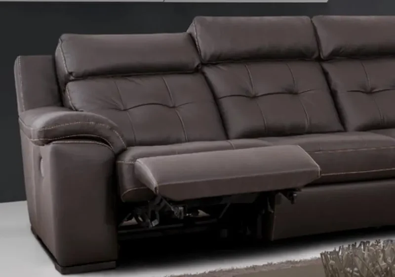 Canapé d'angle relax modulable en cuir marron - Marc