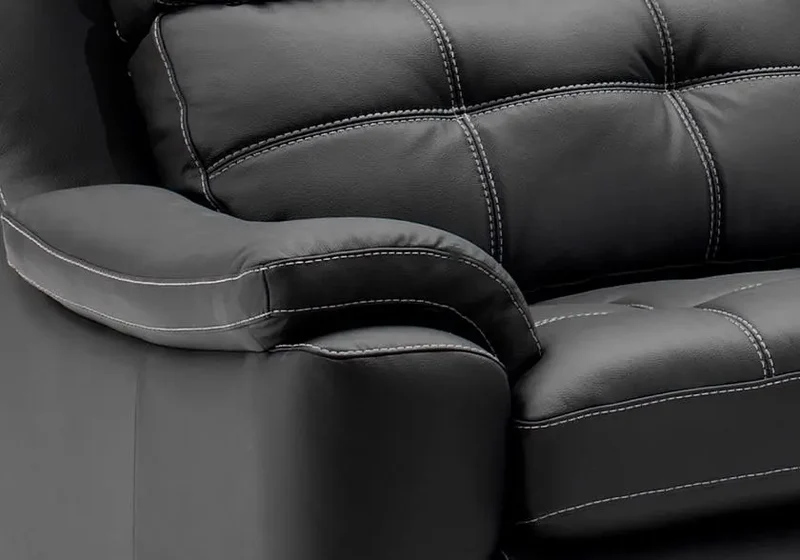 Canapé droit relax ou fixe en cuir noir - Marc